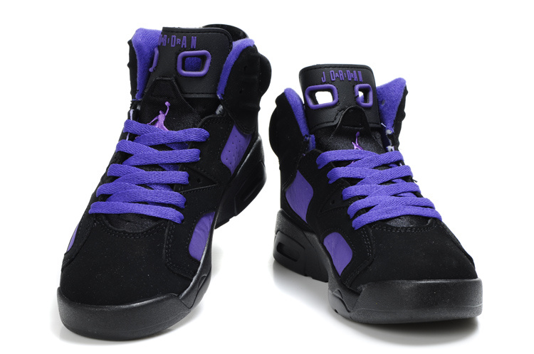 Cheap Air Jordan Shoes 6 Black Purple For Kids